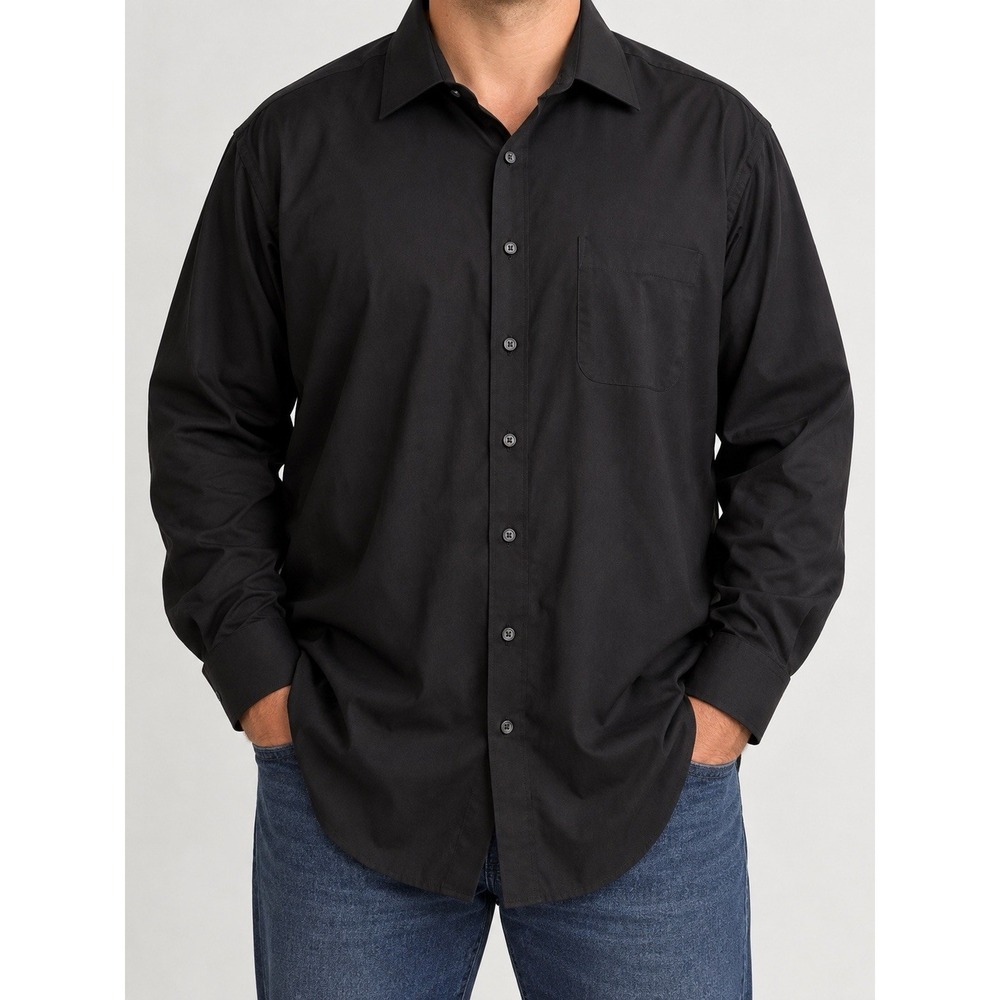 Alexander Julian Colours Mens 2XLT Black Dress Shirt 18-18.5 36/37 Big Tall